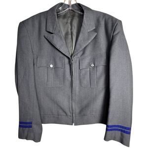 Vtg 70s Greyhound Bus Drivers Howard Uniform Wool ZipUp Jacket Gray Blue Costume